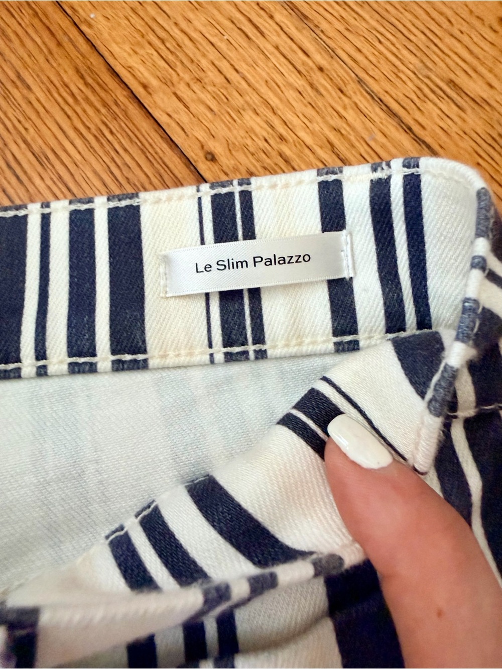 NWOT FRAME Le Slim Palazzo Navy Stripe High Rise Wide Leg Jeans | Size 27 - Picture 12 of 12